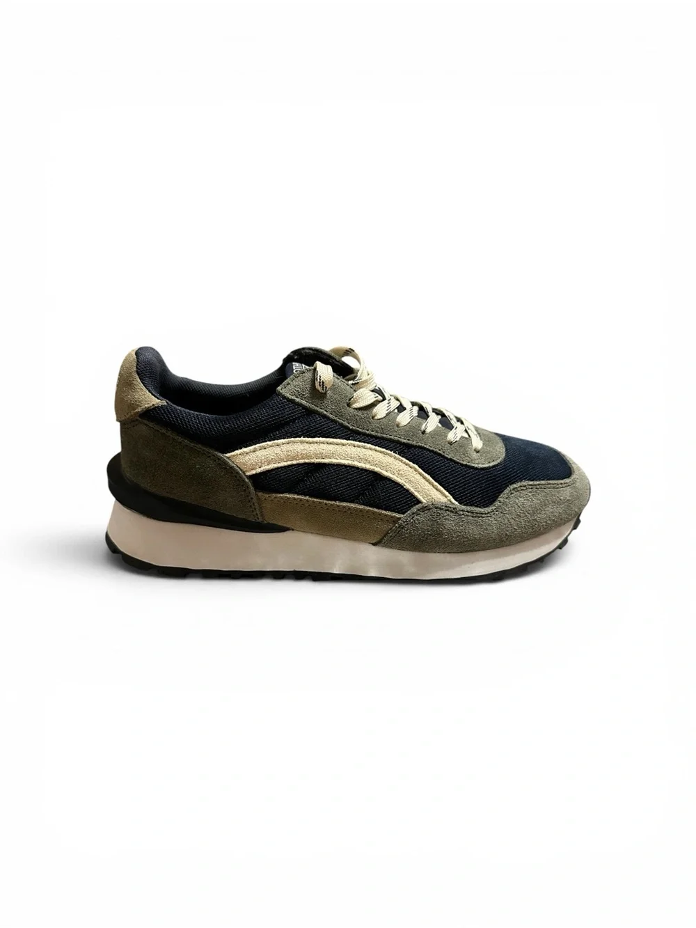 Nothing New Verge Suede & Mesh Sneaker in Olive/Navy (Unisex)